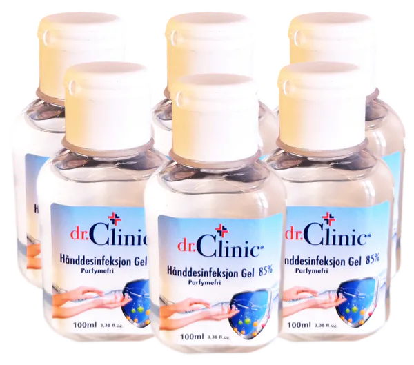 Bilde av Dr.clinic hnddesinfeksjons gel 85% 6x100ml